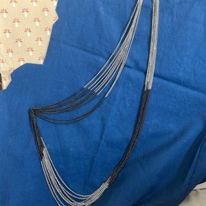 Premier Designs 36” chain necklace with silver and black links. 8 strands.